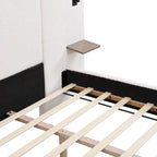 Letto King Size Bouclé Bianco con Luci da Lettura e Mensole nella Testiera