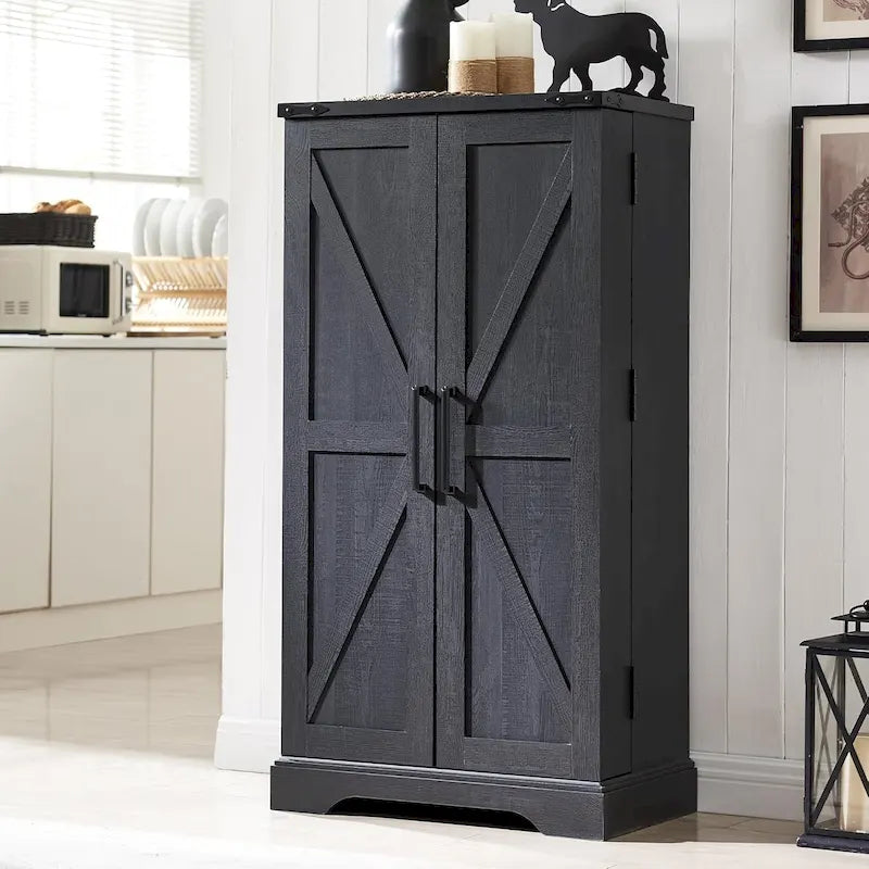 Dispensa a mobile 47" stile rustico con ante a fienile - Multicolore