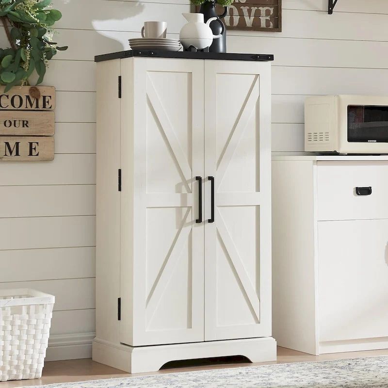 Dispensa a mobile 47" stile rustico con ante a fienile - Multicolore