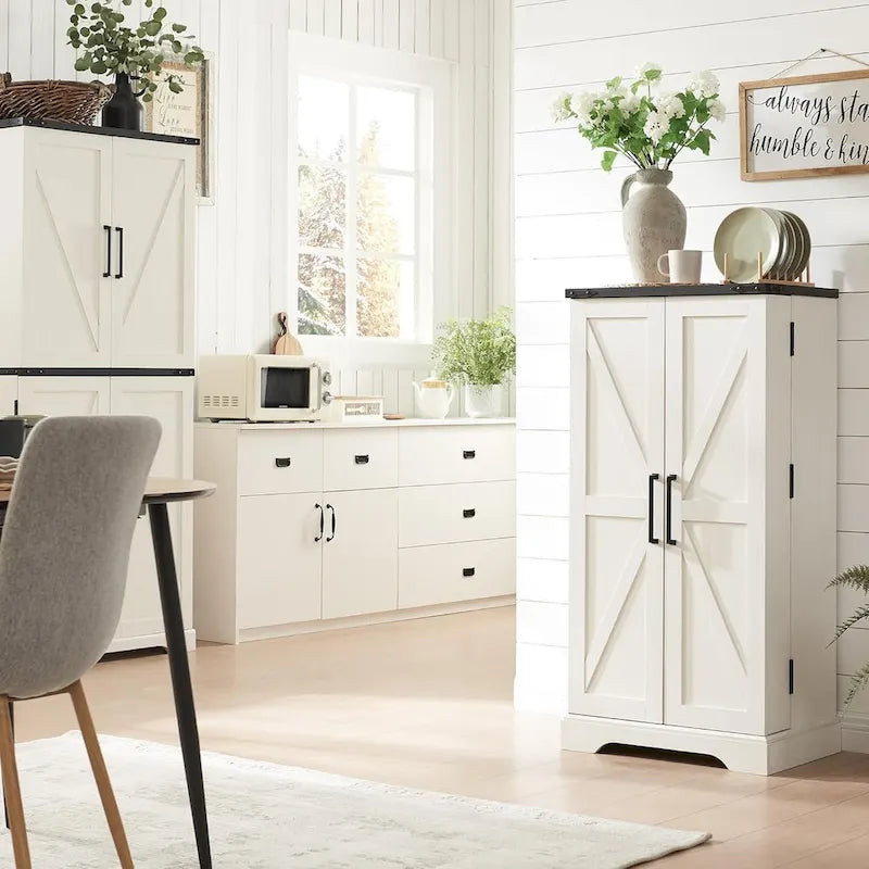 Dispensa a mobile 47" stile rustico con ante a fienile - Multicolore