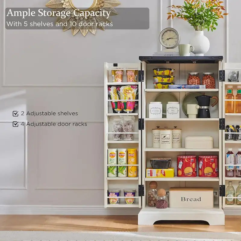 Dispensa a mobile 47" stile rustico con ante a fienile - Multicolore
