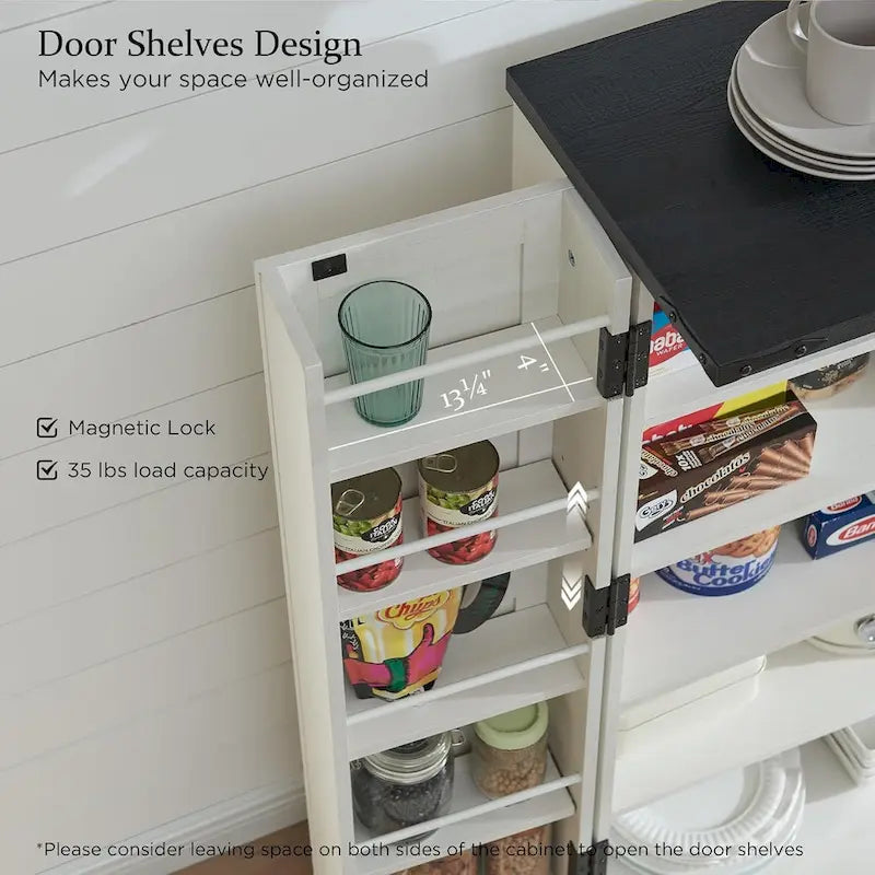 Dispensa a mobile 47" stile rustico con ante a fienile - Multicolore