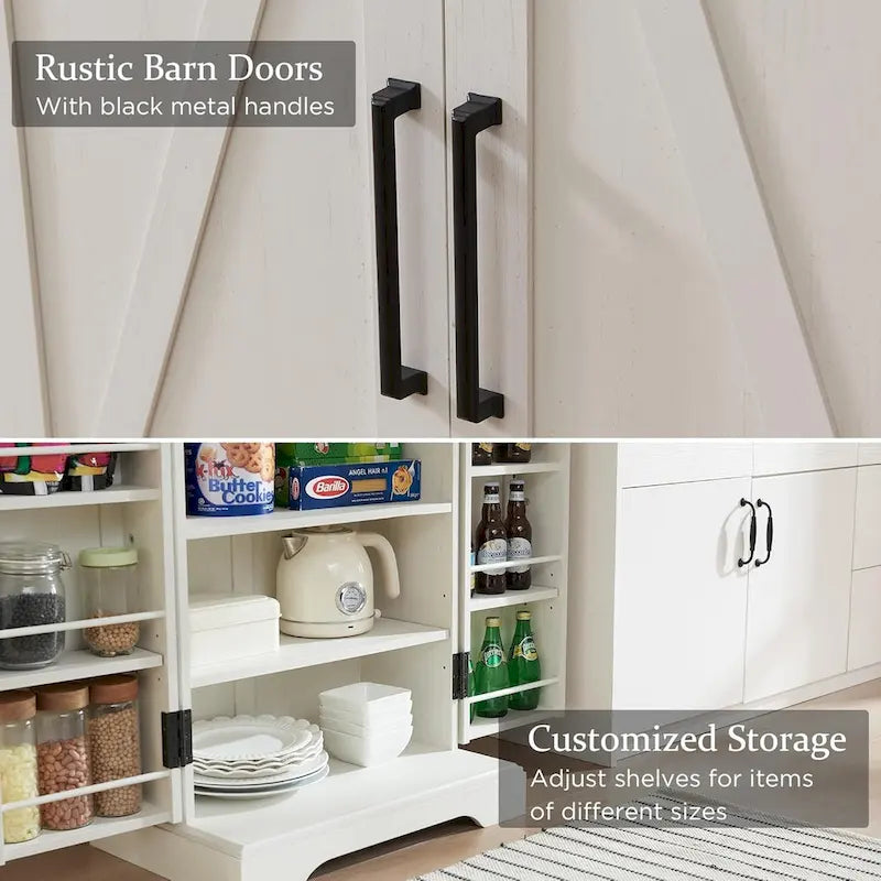 Dispensa a mobile 47" stile rustico con ante a fienile - Multicolore
