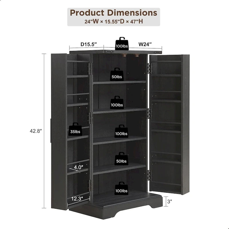 Dispensa a mobile 47" stile rustico con ante a fienile - Multicolore