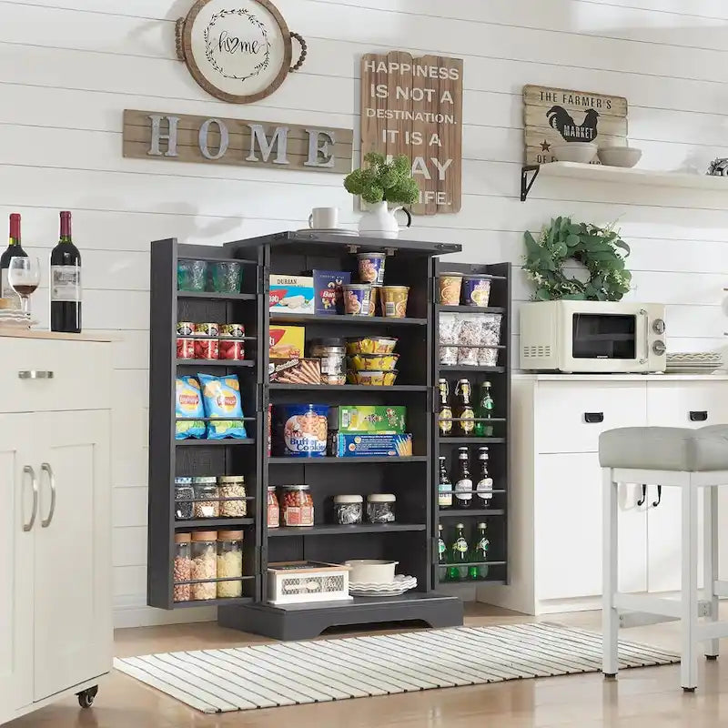 Dispensa a mobile 47" stile rustico con ante a fienile - Multicolore