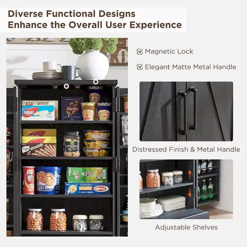 Dispensa a mobile 47" stile rustico con ante a fienile - Multicolore