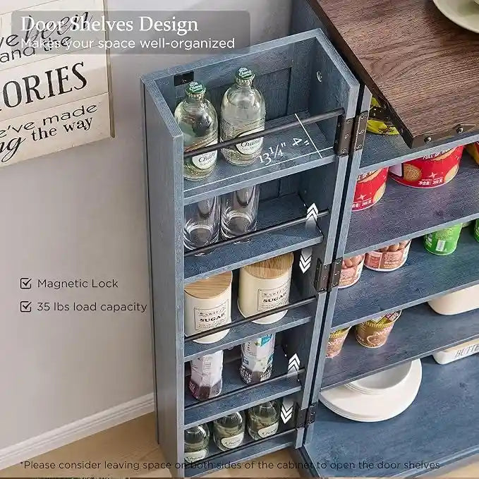 Dispensa a mobile 47" stile rustico con ante a fienile - Multicolore