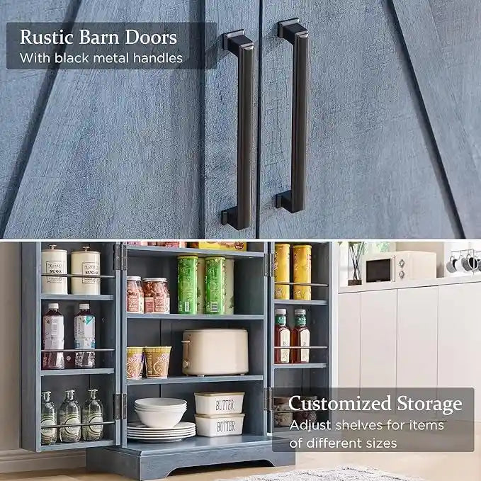 Dispensa a mobile 47" stile rustico con ante a fienile - Multicolore