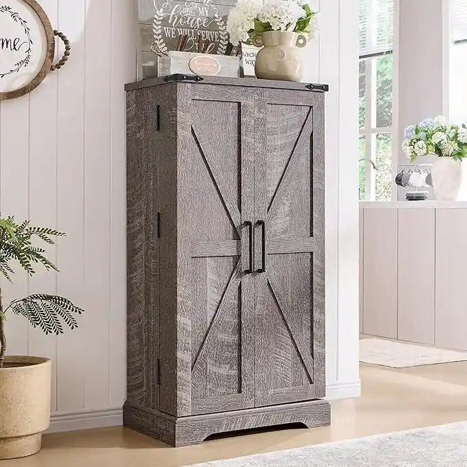 Dispensa a mobile 47" stile rustico con ante a fienile - Multicolore