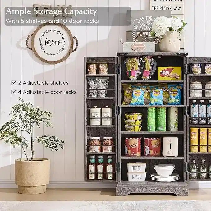 Dispensa a mobile 47" stile rustico con ante a fienile - Multicolore