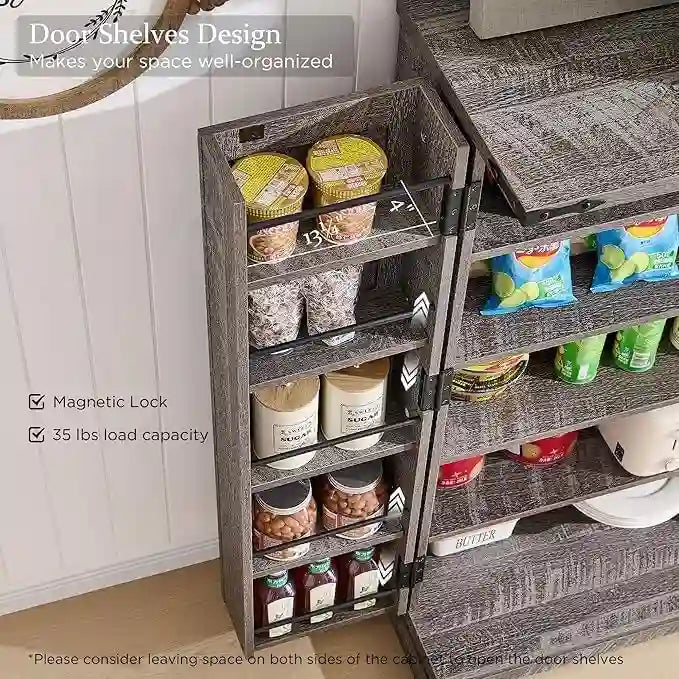 Dispensa a mobile 47" stile rustico con ante a fienile - Multicolore