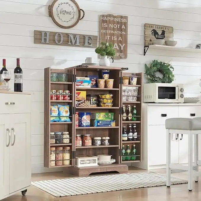 Dispensa a mobile 47" stile rustico con ante a fienile - Multicolore