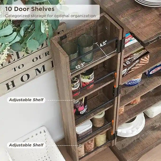 Dispensa a mobile 47" stile rustico con ante a fienile - Multicolore