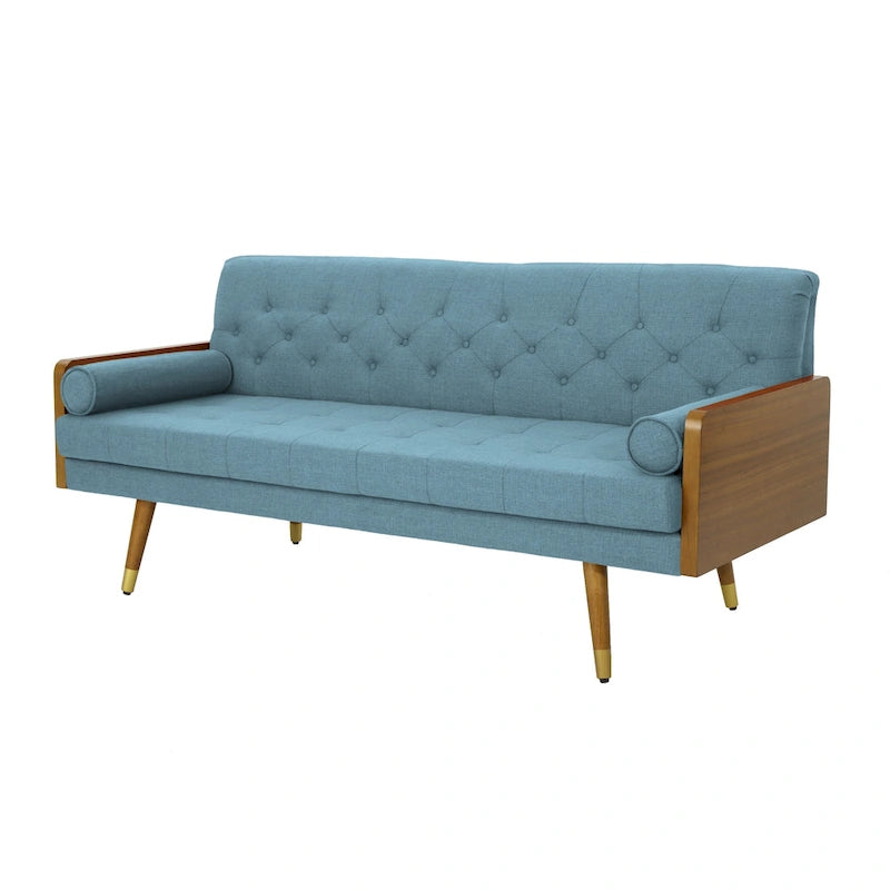 Divano in tessuto trapuntato – Beige / Rosso / Blu / Grigio | Moderno di metà secolo | 4 posti a sedere