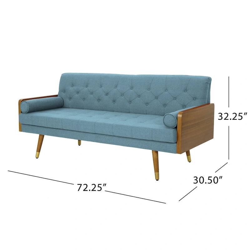 Divano in tessuto trapuntato – Beige / Rosso / Blu / Grigio | Moderno di metà secolo | 4 posti a sedere