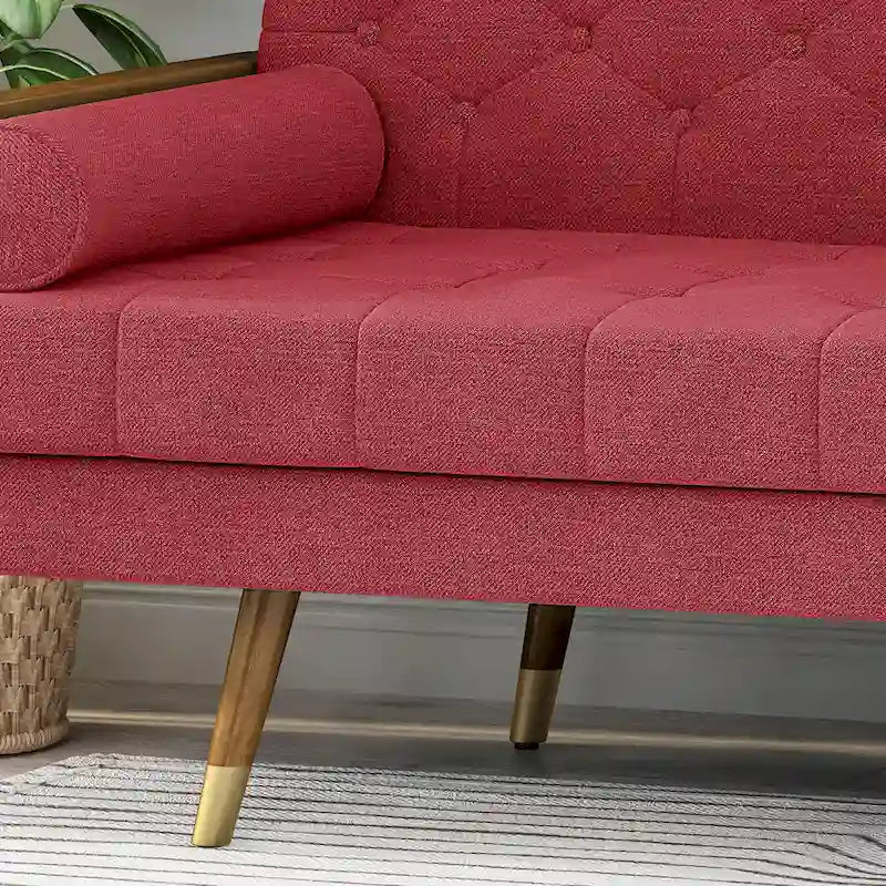 Divano in tessuto trapuntato – Beige / Rosso / Blu / Grigio | Moderno di metà secolo | 4 posti a sedere