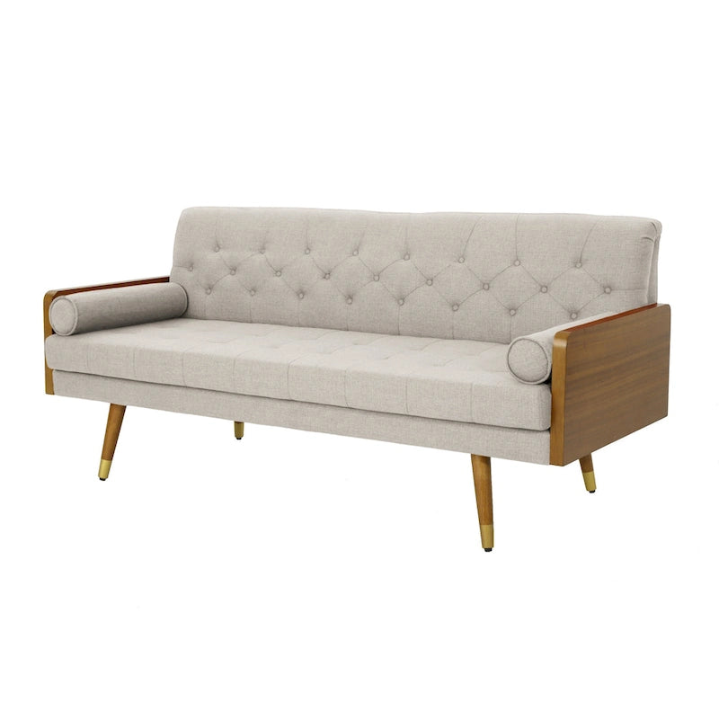 Divano in tessuto trapuntato – Beige / Rosso / Blu / Grigio | Moderno di metà secolo | 4 posti a sedere