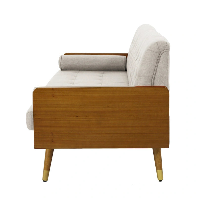 Divano in tessuto trapuntato – Beige / Rosso / Blu / Grigio | Moderno di metà secolo | 4 posti a sedere