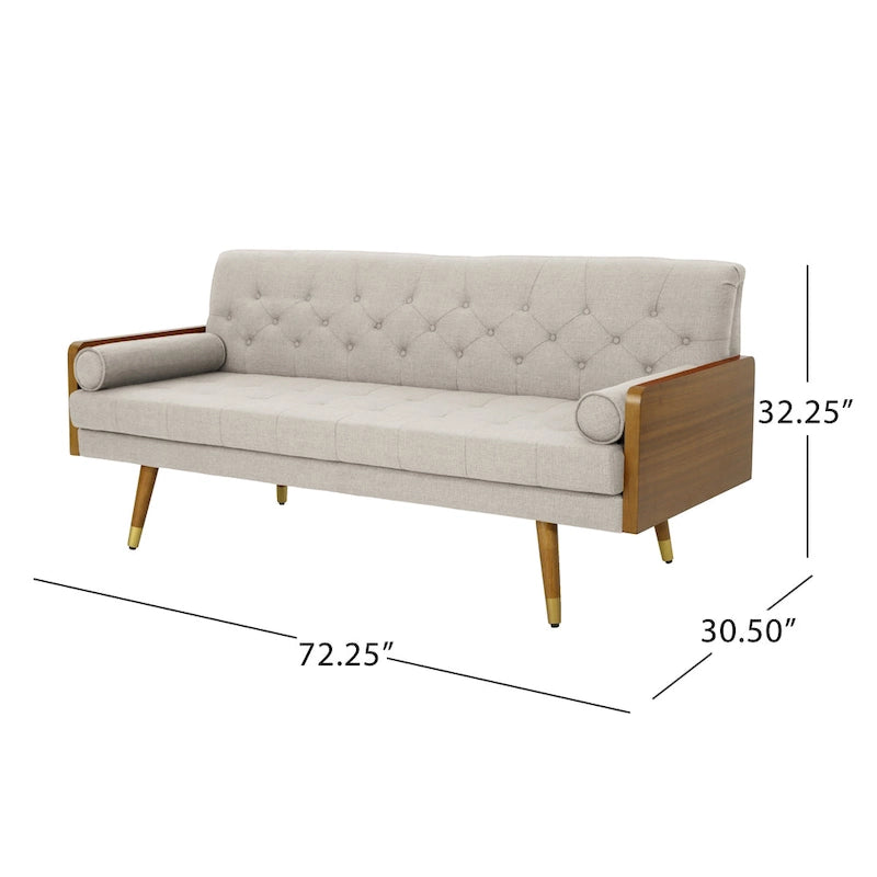 Divano in tessuto trapuntato – Beige / Rosso / Blu / Grigio | Moderno di metà secolo | 4 posti a sedere