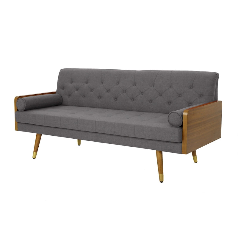 Divano in tessuto trapuntato – Beige / Rosso / Blu / Grigio | Moderno di metà secolo | 4 posti a sedere