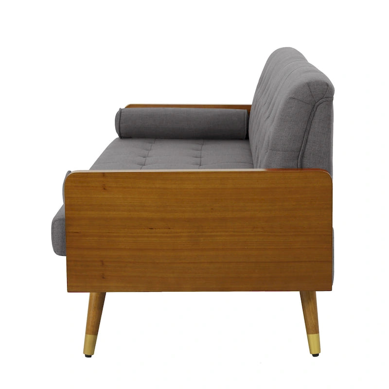 Divano in tessuto trapuntato – Beige / Rosso / Blu / Grigio | Moderno di metà secolo | 4 posti a sedere