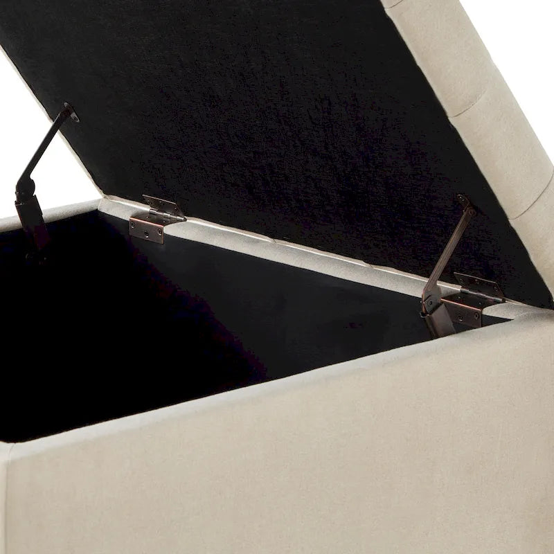Poggiapiedi contenitore quadrato in lino/PU nero/beige/grigio scuro, trapuntato a bottoni, 1 posto