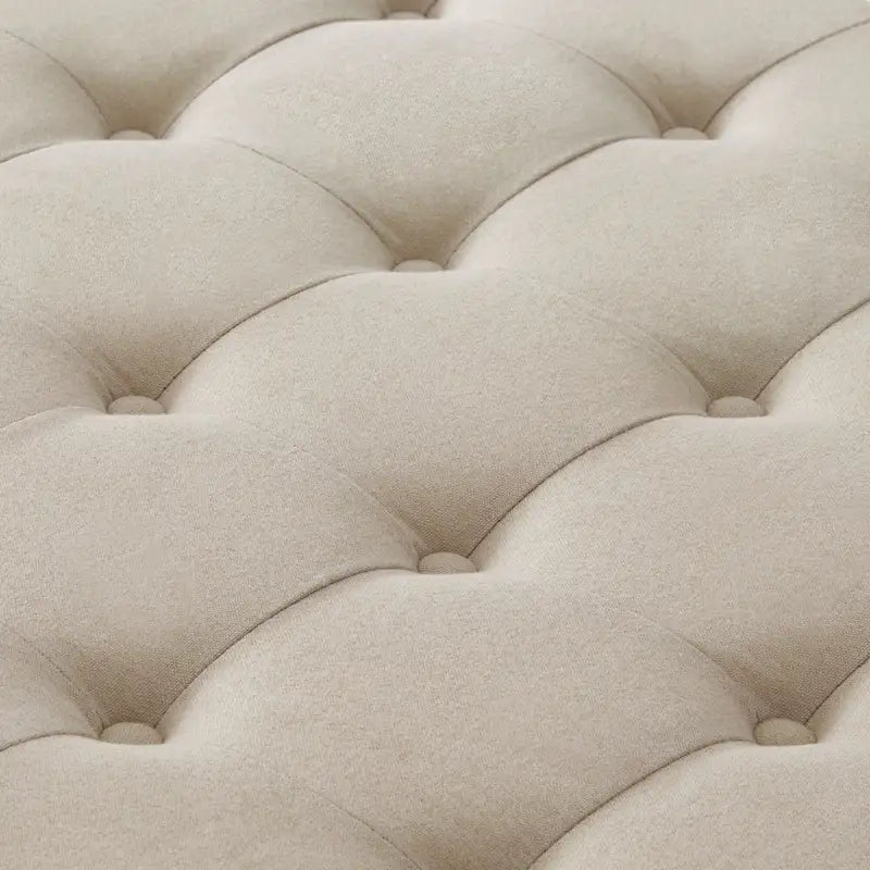 Poggiapiedi contenitore quadrato in lino/PU nero/beige/grigio scuro, trapuntato a bottoni, 1 posto