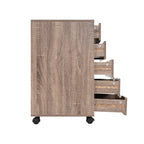 Cassettiera in Legno a 5 Cassetti con Ruote – Bianco / Espresso / Rovere Grigio / Nero Invecchiato / Naturale / Rovere Marrone / Rovere Vintage, 1 Persona