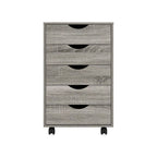 Cassettiera in Legno a 5 Cassetti con Ruote – Bianco / Espresso / Rovere Grigio / Nero Invecchiato / Naturale / Rovere Marrone / Rovere Vintage, 1 Persona