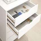 Cassettiera in Legno a 5 Cassetti con Ruote – Bianco / Espresso / Rovere Grigio / Nero Invecchiato / Naturale / Rovere Marrone / Rovere Vintage, 1 Persona