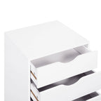 Cassettiera in Legno a 5 Cassetti con Ruote – Bianco / Espresso / Rovere Grigio / Nero Invecchiato / Naturale / Rovere Marrone / Rovere Vintage, 1 Persona