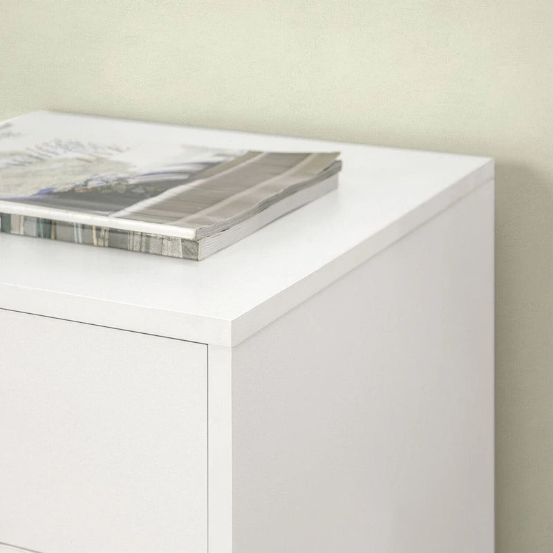 Cassettiera in Legno a 5 Cassetti con Ruote – Bianco / Espresso / Rovere Grigio / Nero Invecchiato / Naturale / Rovere Marrone / Rovere Vintage, 1 Persona