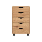 Cassettiera in Legno a 5 Cassetti con Ruote – Bianco / Espresso / Rovere Grigio / Nero Invecchiato / Naturale / Rovere Marrone / Rovere Vintage, 1 Persona