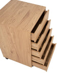 Cassettiera in Legno a 5 Cassetti con Ruote – Bianco / Espresso / Rovere Grigio / Nero Invecchiato / Naturale / Rovere Marrone / Rovere Vintage, 1 Persona