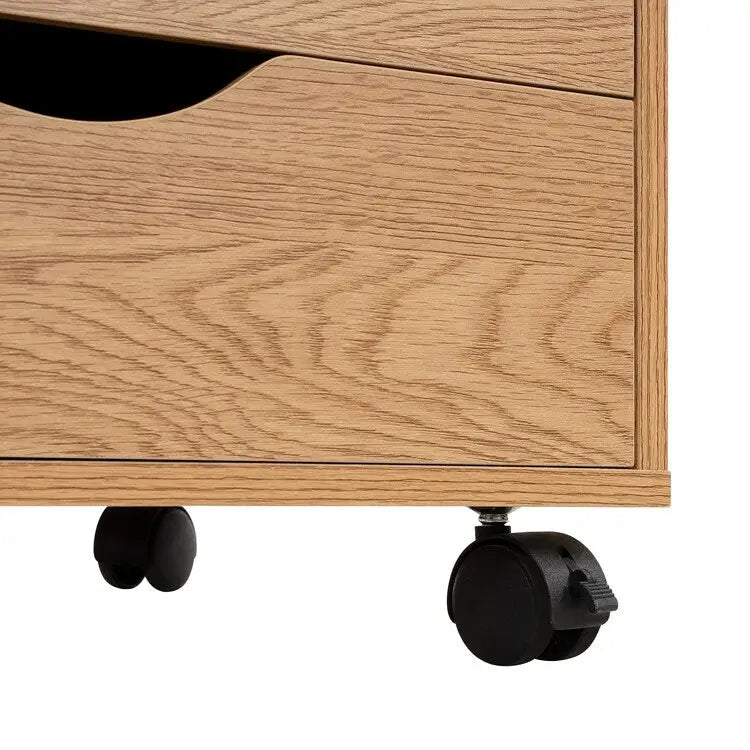 Cassettiera in Legno a 5 Cassetti con Ruote – Bianco / Espresso / Rovere Grigio / Nero Invecchiato / Naturale / Rovere Marrone / Rovere Vintage, 1 Persona