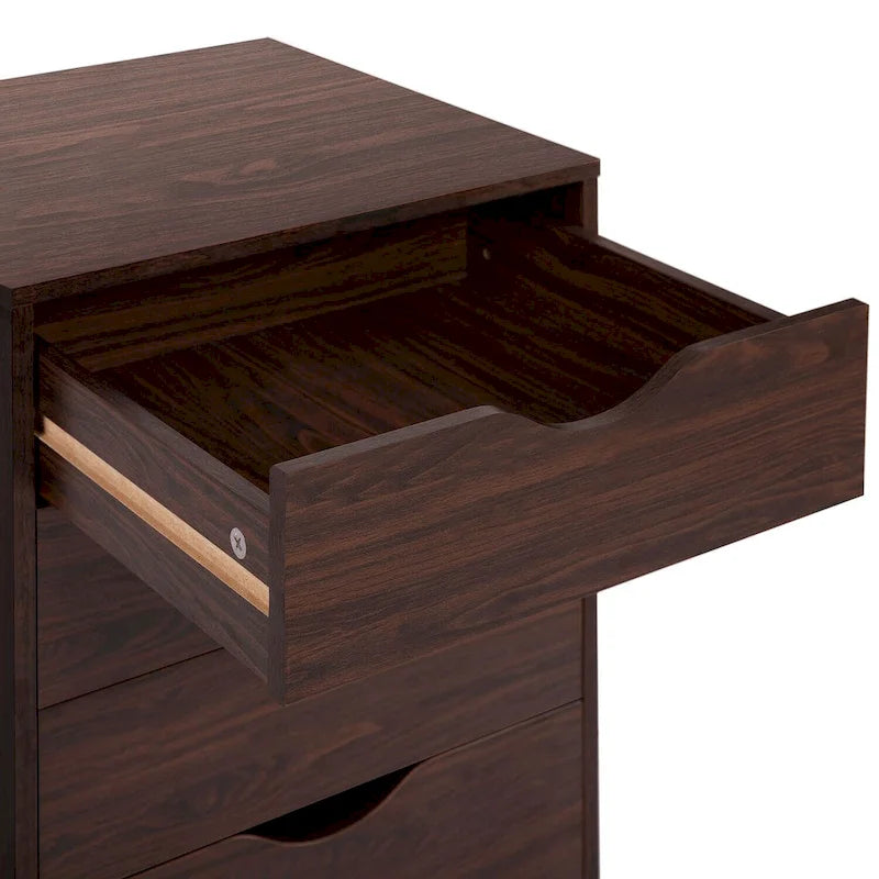 Cassettiera in Legno a 5 Cassetti con Ruote – Bianco / Espresso / Rovere Grigio / Nero Invecchiato / Naturale / Rovere Marrone / Rovere Vintage, 1 Persona