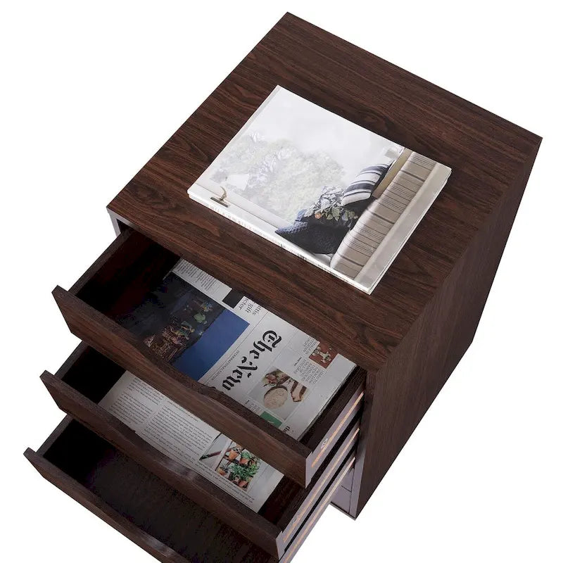 Cassettiera in Legno a 5 Cassetti con Ruote – Bianco / Espresso / Rovere Grigio / Nero Invecchiato / Naturale / Rovere Marrone / Rovere Vintage, 1 Persona