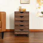 Cassettiera in Legno a 5 Cassetti con Ruote – Bianco / Espresso / Rovere Grigio / Nero Invecchiato / Naturale / Rovere Marrone / Rovere Vintage, 1 Persona