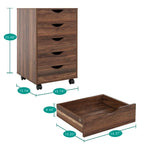 Cassettiera in Legno a 5 Cassetti con Ruote – Bianco / Espresso / Rovere Grigio / Nero Invecchiato / Naturale / Rovere Marrone / Rovere Vintage, 1 Persona
