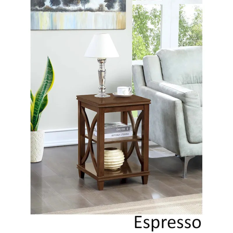 Tavolino a X con 2 Ripiani Aperti – Nero / Bianco Driftwood / Espresso, Singolo