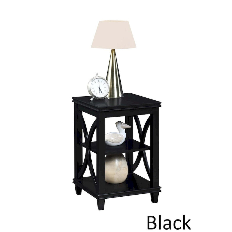 Tavolino a X con 2 Ripiani Aperti – Nero / Bianco Driftwood / Espresso, Singolo