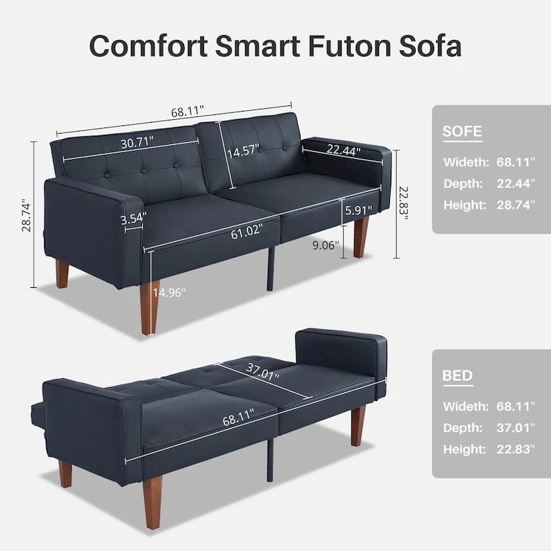Divano Letto Futon Cabrio a 2 Posti
