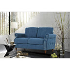 Divanetto a 2 posti con bordo chiodato grigio / color cammello / blu oceano / beige