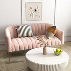 SEYNAR Modern Glam Comfy 50 Metal Legs Curved Sofa 2 Seaters Loveseat with Tufted Back