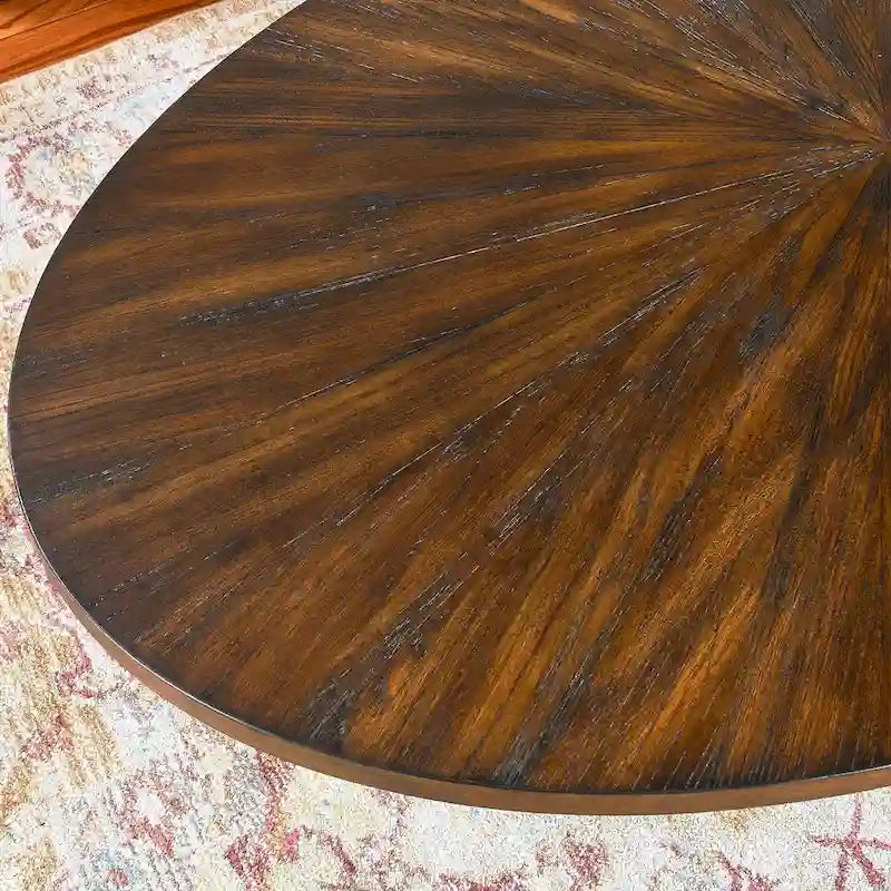 Tavolino da Caffè Ovale – Nero / Marrone / Marrone Rustico, Base in Metallo Incrociata, Posti per 4–6