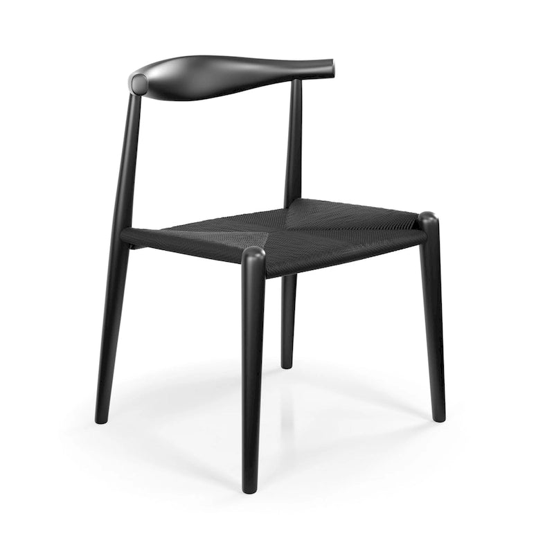 Sedia da pranzo in corda di carta – Naturale/Nero, Legno di frassino, 1 posto