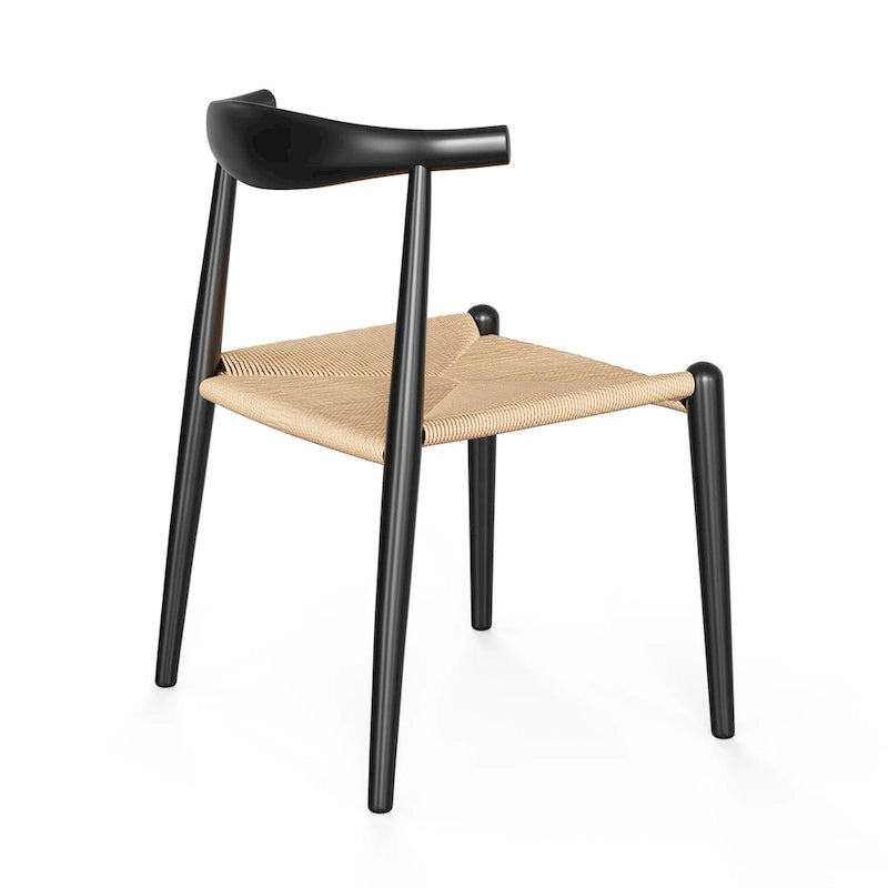 Sedia da pranzo in corda di carta – Naturale/Nero, Legno di frassino, 1 posto