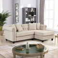 Divano Chesterfield Beige / Grigio, Lino, 3 Posti