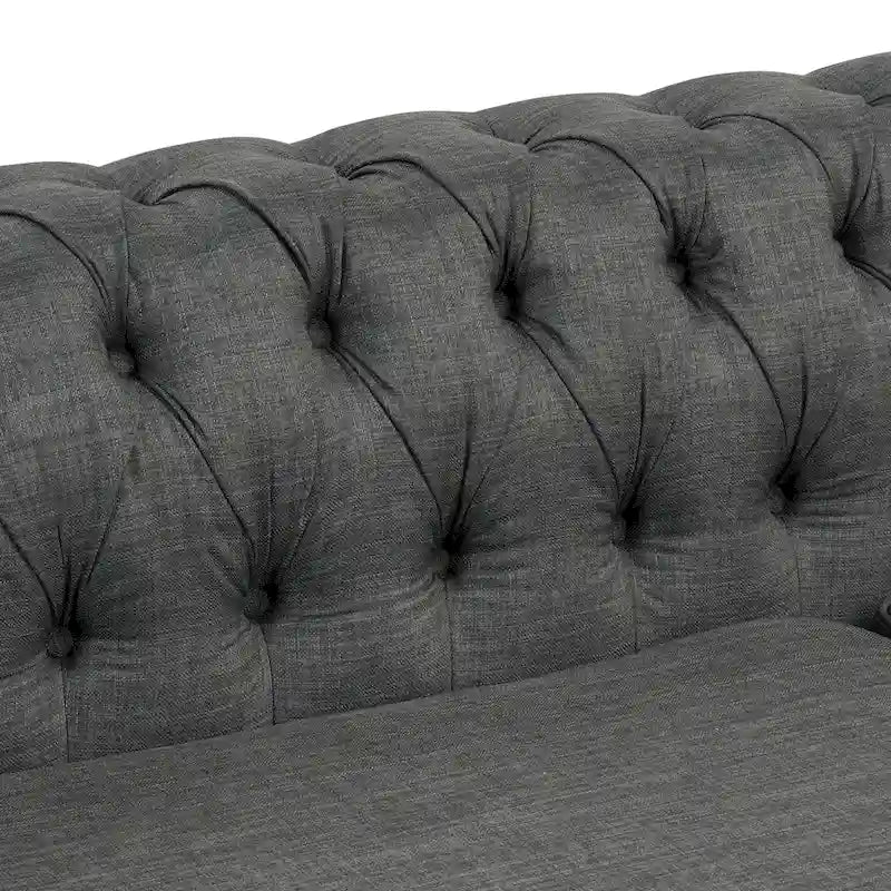Divano Chesterfield Beige / Grigio, Lino, 3 Posti