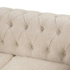 Divano Chesterfield Beige / Grigio, Lino, 3 Posti